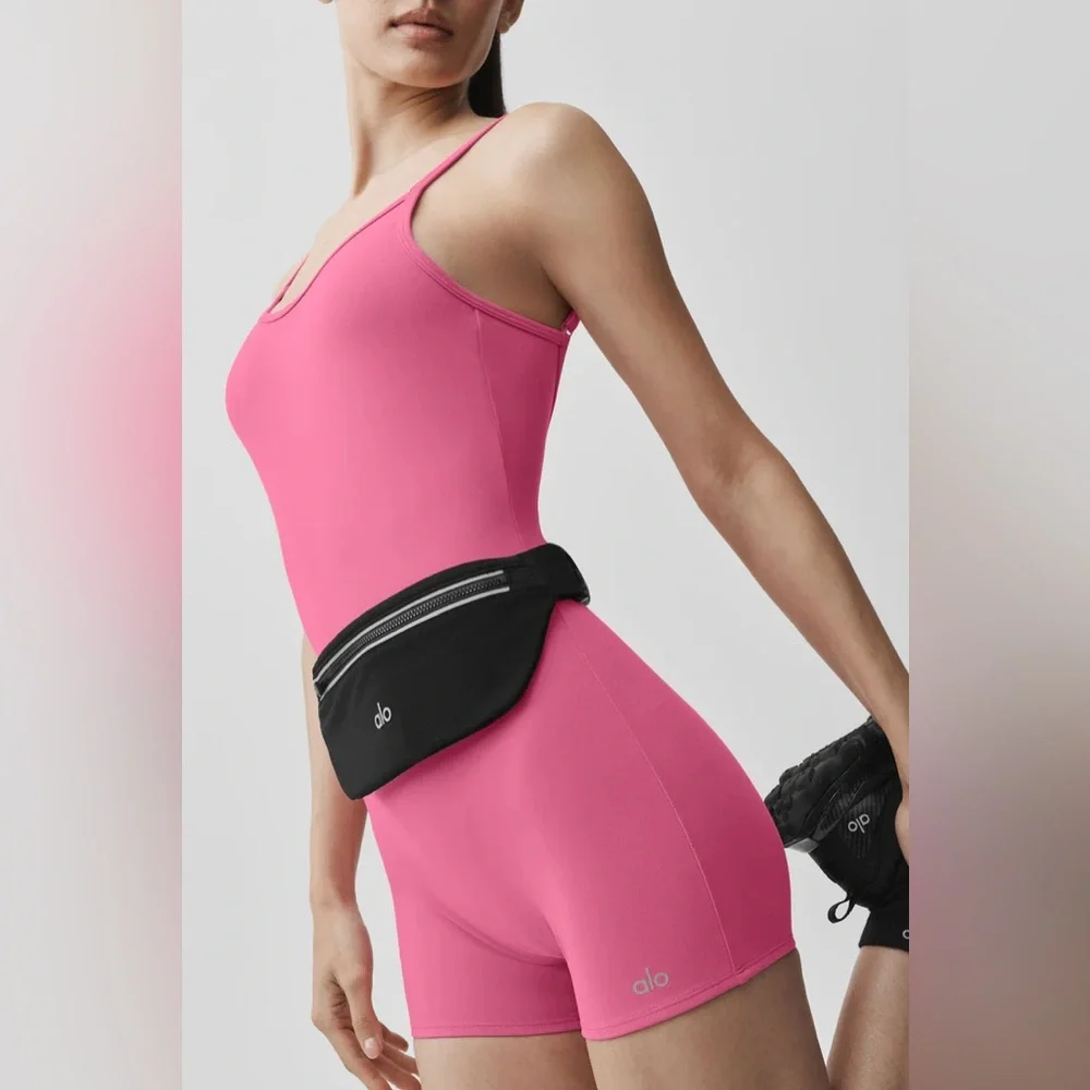 Alo Yoga Airbrush One And Done Short Onesie Paradise Pink S